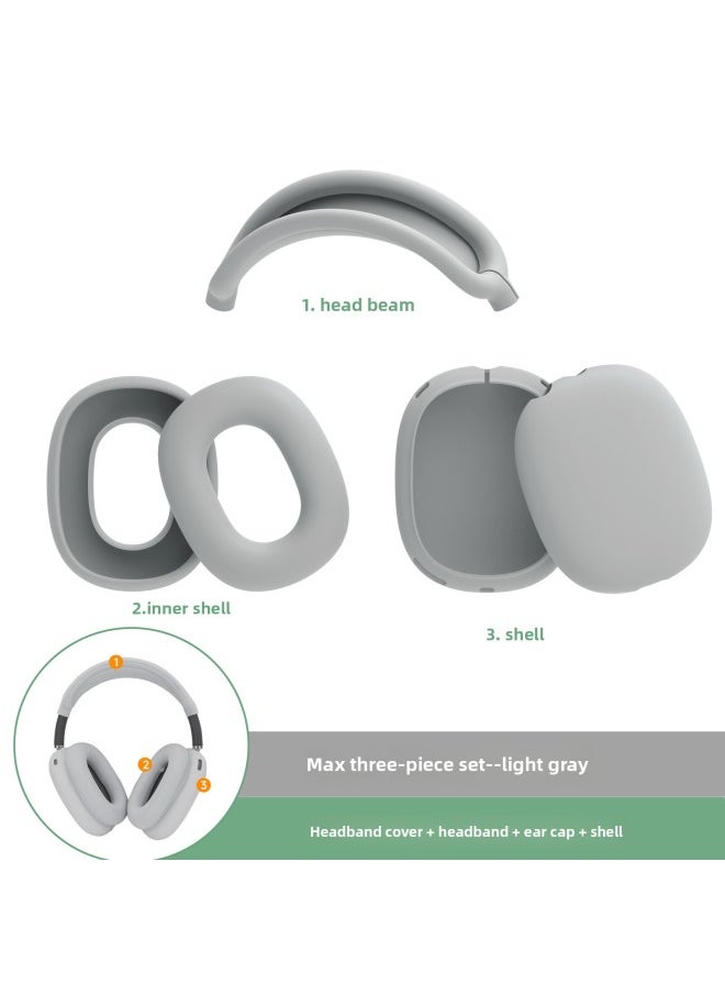 Generic - Digital Computer/bluetooth Headset Case/bluetooth Headset Shell Protective Cover For Airpods Pro-Color:max Three-piece Set Light Gray (head Beam + Shell + Ear Cap)-Model:Applicable To Airpods Max - Image 1