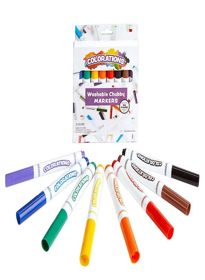 Colorations Chubby Markers Set of 8, 8 Colors, Conical Tip, Coloring, Paper, Kids, Posters, Drawing, Bold Colors, Home, Classroom, Art Supplies, Craft Projects, Great as Back to School Supplies - Image 1