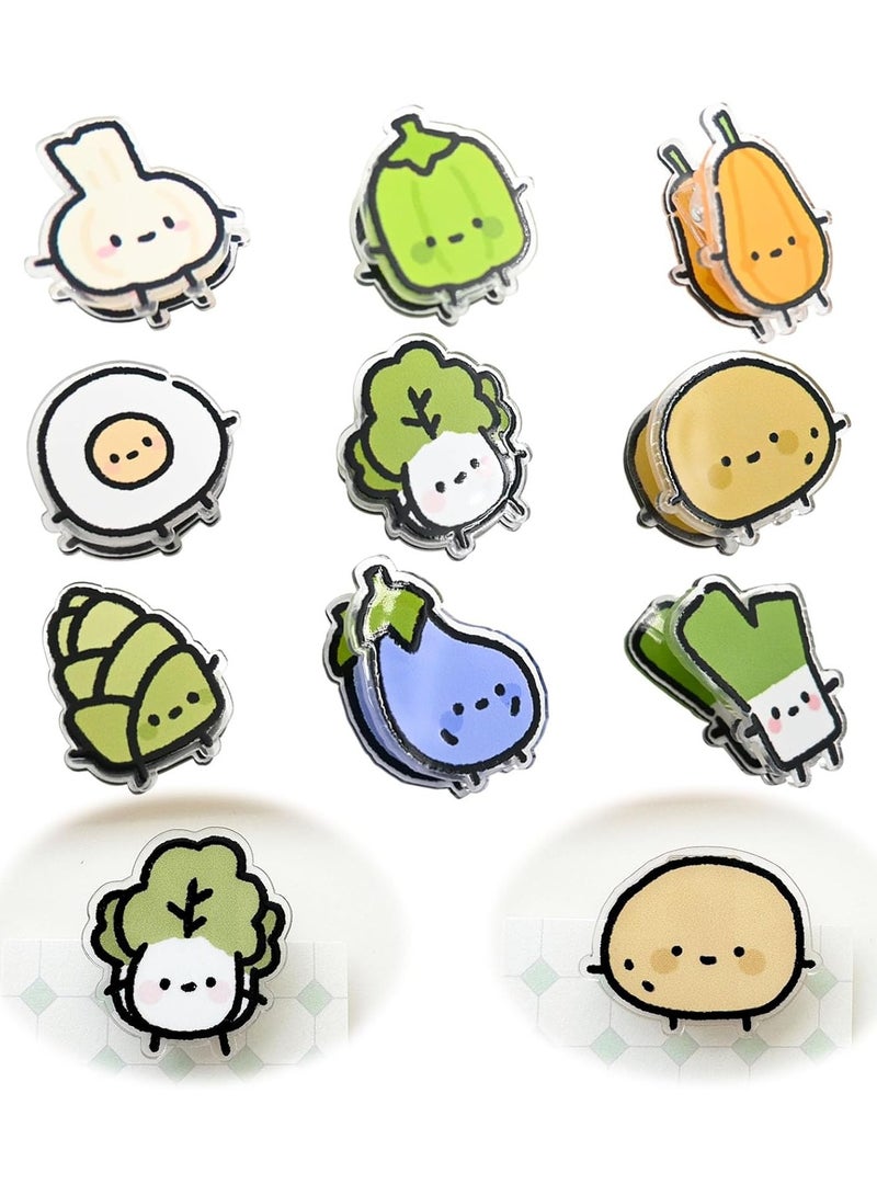 Bukela 9 PCS Cute Chip Clips Food Bag Clip Set, Vegetable Shaped Bag Clips Funny Kitchen Snack Bag Sealer, Acrylic Chip Clip for Airtight Seal Food Storage - Image 1