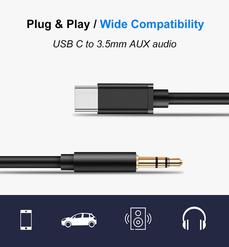 Mepsies USB C to Aux Cable 3.5ft, Aux to USB C, Type C to 3.5mm Audio Adapter Cable, Type C to Headphone Jack Cord Car Stereo Jack Cable Compatible with iPhone 17/16/15 Samsung Galaxy S25 S24 S23, and More - Image 2
