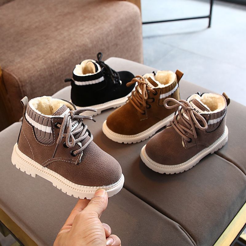 Children'S Winter Cotton Warm Shoes, Boys' Retro Boots, Girls' Windproof Large Cotton Snow Boots, Side Zipper Boots - Image 3