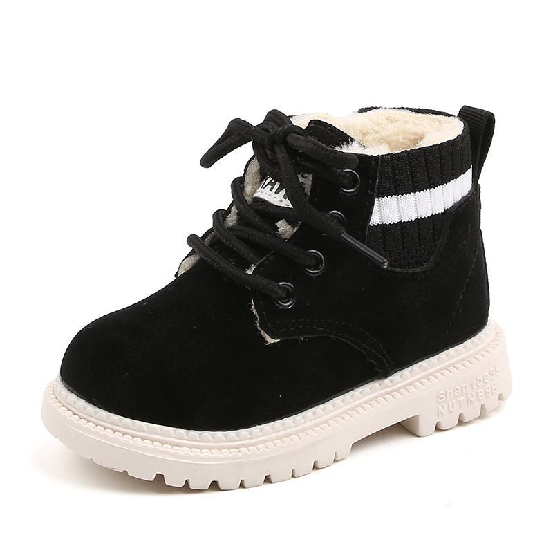 Children'S Winter Cotton Warm Shoes, Boys' Retro Boots, Girls' Windproof Large Cotton Snow Boots, Side Zipper Boots - Image 1