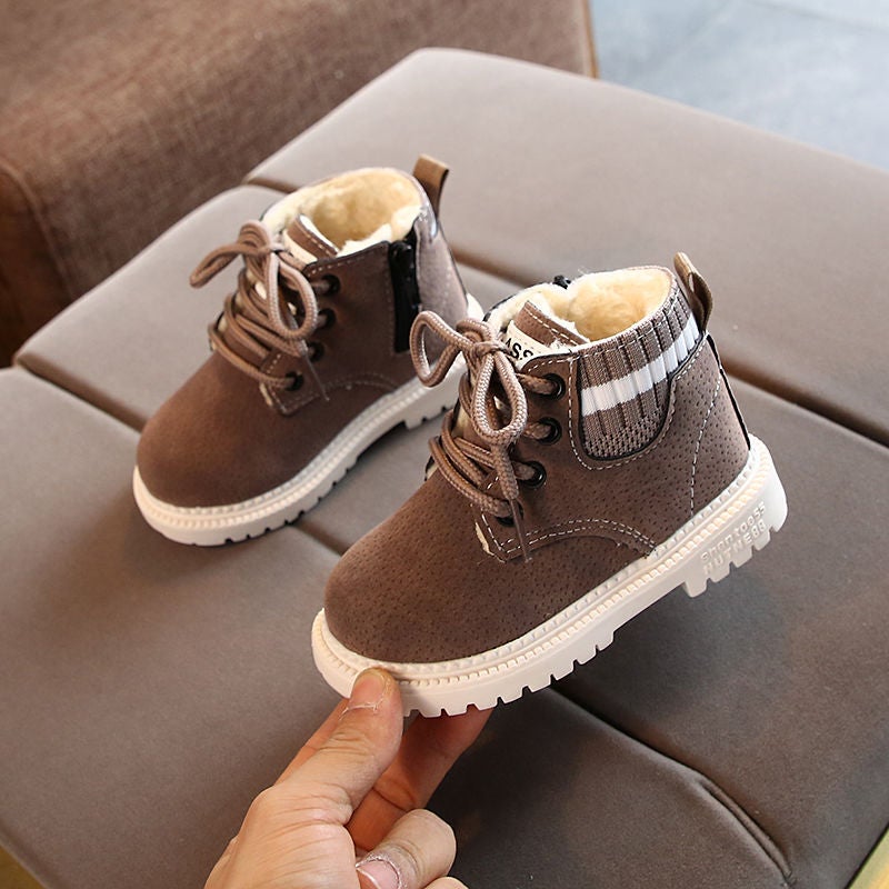 Children'S Winter Cotton Warm Shoes, Boys' Retro Boots, Girls' Windproof Large Cotton Snow Boots, Side Zipper Boots - Image 5