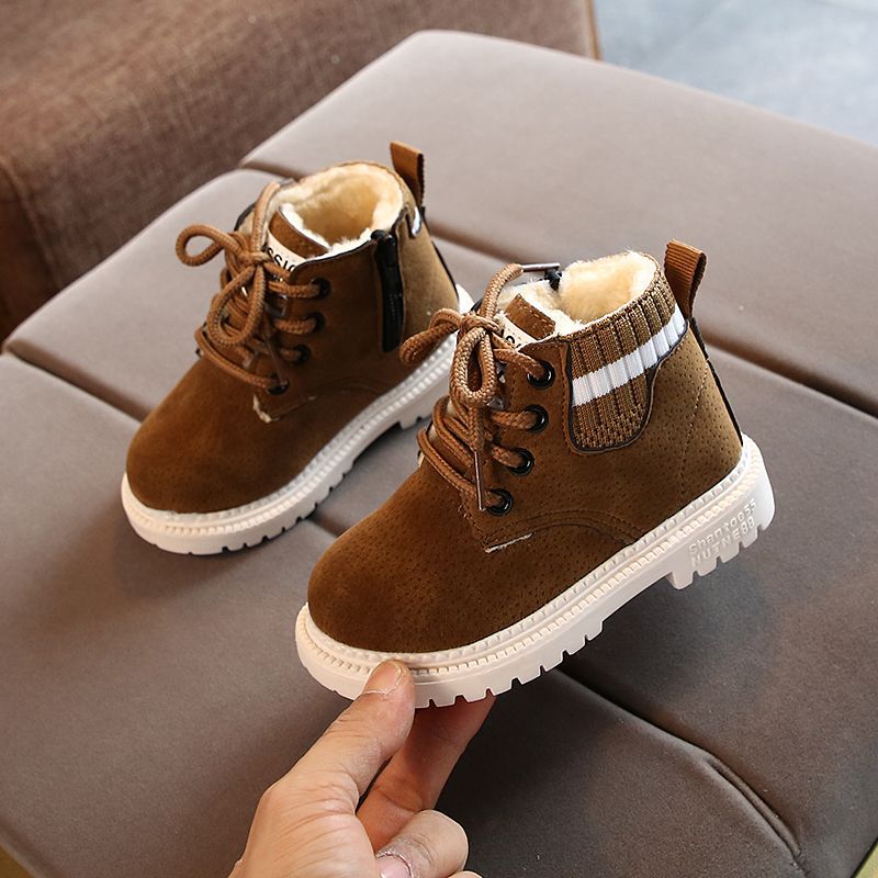 Children'S Winter Cotton Warm Shoes, Boys' Retro Boots, Girls' Windproof Large Cotton Snow Boots, Side Zipper Boots - Image 4