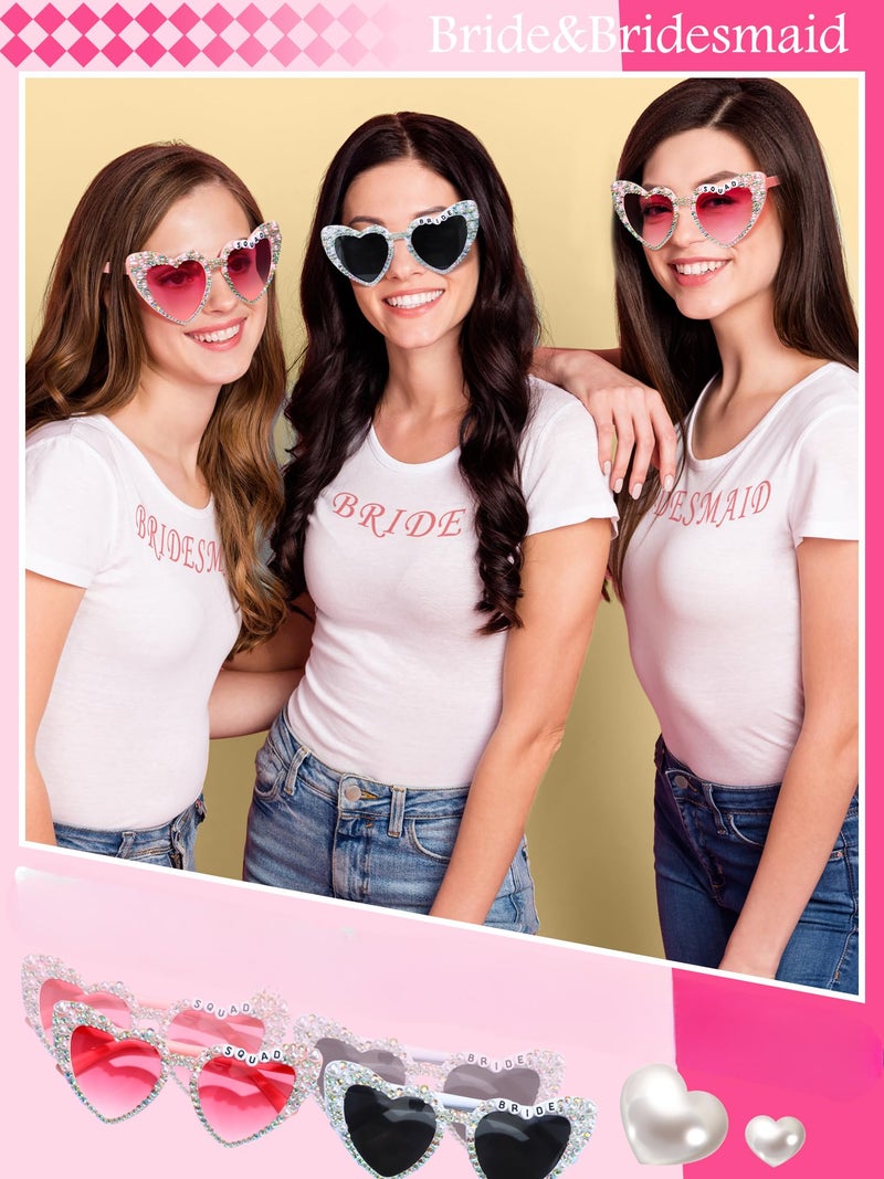 Mootycapa 6 Pcs Bride Sunglasses Bachelorette Sunglasses Party Favors for Bridesmaids for Wedding Party Bride to Be Gifts(White, Pink, Team Bride) - Image 4