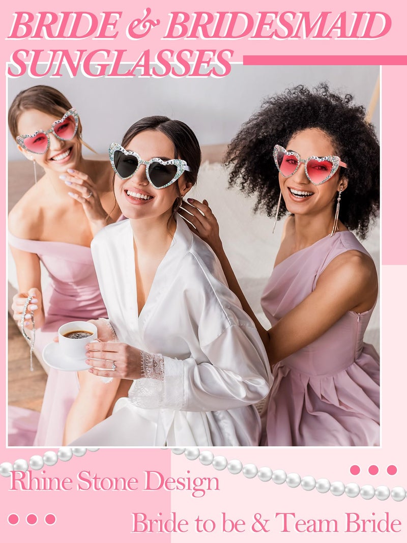 Mootycapa 6 Pcs Bride Sunglasses Bachelorette Sunglasses Party Favors for Bridesmaids for Wedding Party Bride to Be Gifts(White, Pink, Team Bride) - Image 5