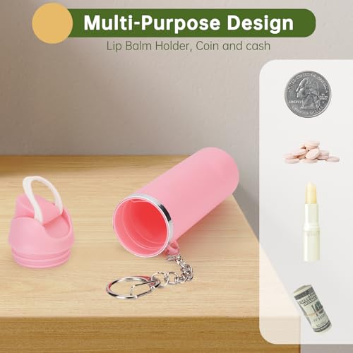Wnzary Cute Mini Cup Keychain Compatible with Owala Water Bottle, Tumbler Cup Lip Balm Holder Keychain, Mini Tumbler Key Chain (1, White) - Image 3