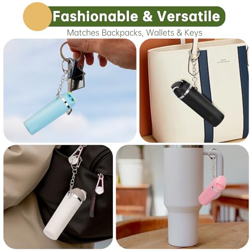 Wnzary Cute Mini Cup Keychain Compatible with Owala Water Bottle, Tumbler Cup Lip Balm Holder Keychain, Mini Tumbler Key Chain (1, White) - Image 4