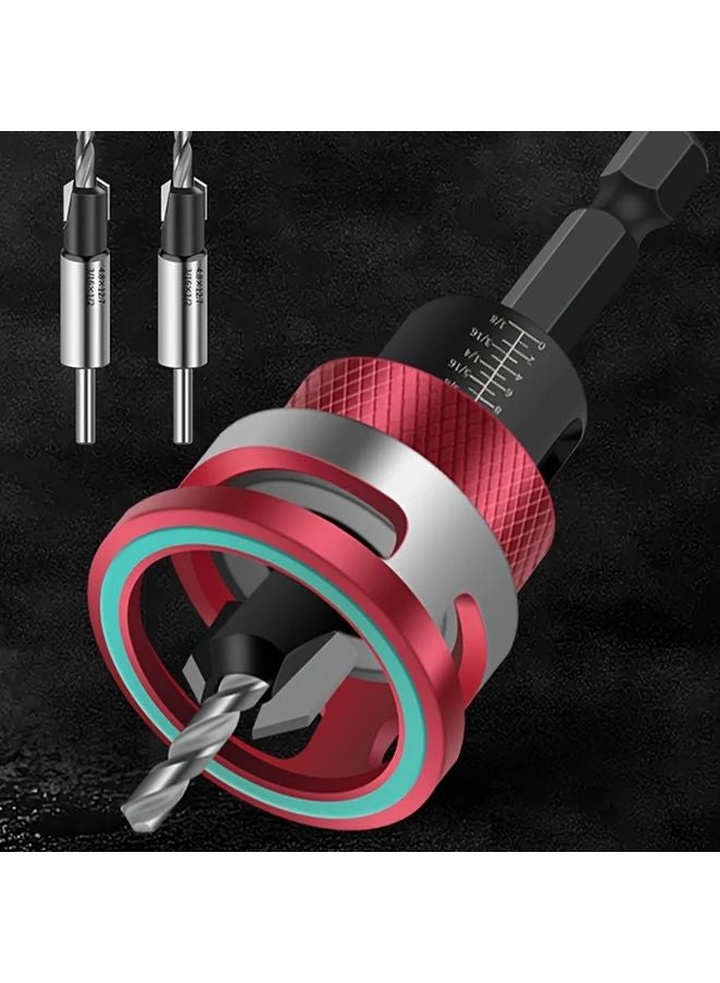 Red 5pcs High Speed Steel Drill Bit Set with Carbide Tips for Woodworking - Image 5