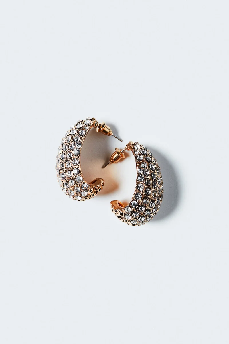 H&M Rhinestone-Embellished Hoop Earrings