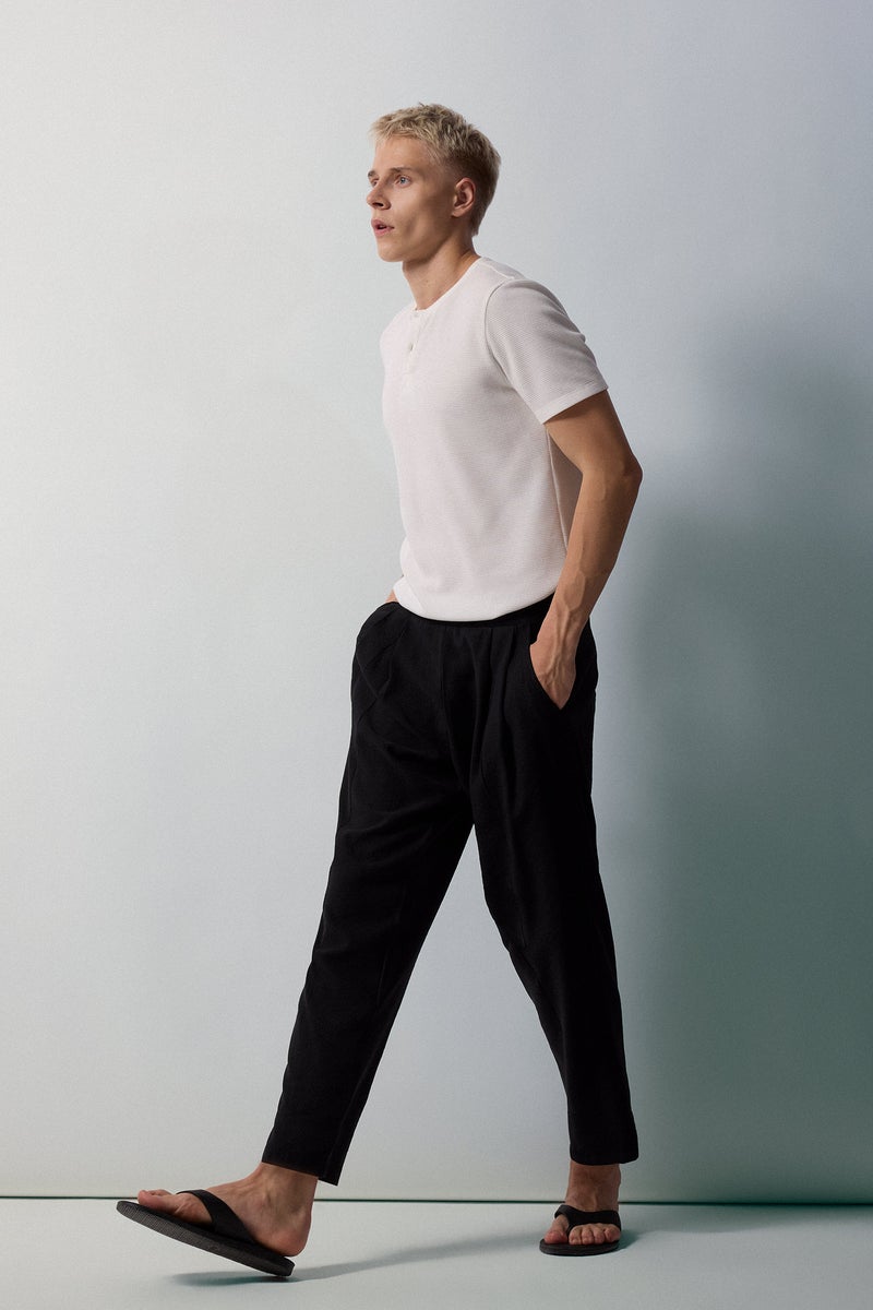 DeFacto Black Man Wide Leg Black Trousers Casual - Image 2