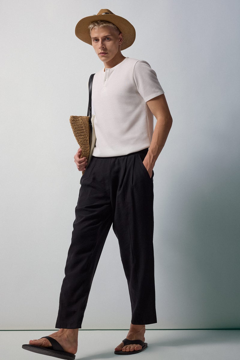 DeFacto Black Man Wide Leg Black Trousers Casual - Image 1