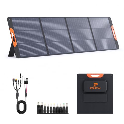 ZOUPW 220W Portable Solar Panel for Power Station,23.5% Efffciency Mono Foldable Solar Charger for Jackery 1000 V2/EcoFlow Delta/Bluetti/Anker Solix,IP67 Waterproof for RV Camping Home Backup - Image 1