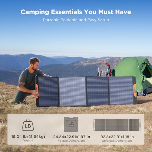 ZOUPW 220W Portable Solar Panel for Power Station,23.5% Efffciency Mono Foldable Solar Charger for Jackery 1000 V2/EcoFlow Delta/Bluetti/Anker Solix,IP67 Waterproof for RV Camping Home Backup - Image 2
