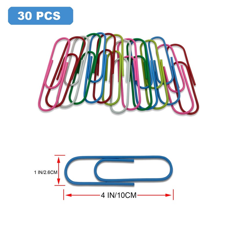 Harniruco Jumbo Paper Clips,4 Inch Paper Clips Large,30-Pack Paperclips for Paperwork Ideal for Home,School and Office Use,Colored Binder Clip - Image 3