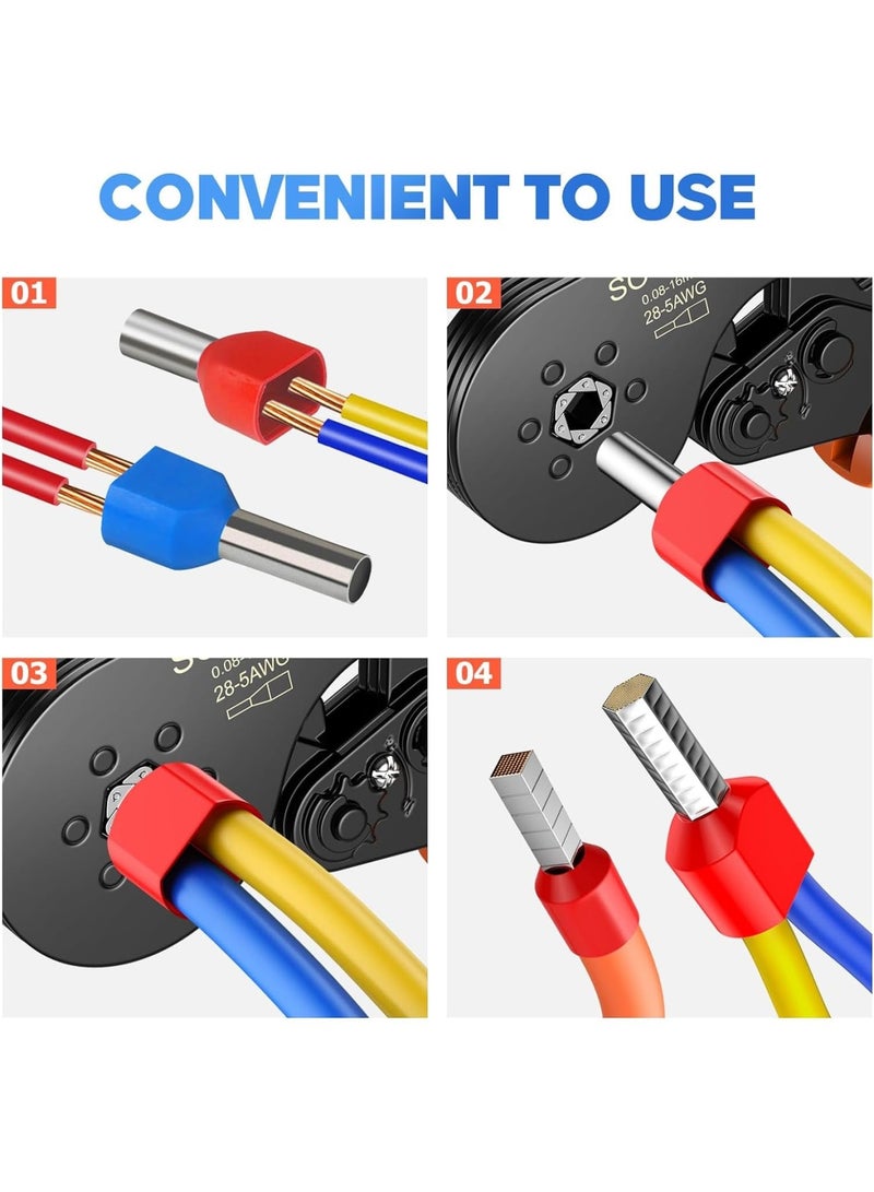 Barakah 1200pcs Ferrules Terminals Kit - 900 Single Terminal Connector and 300 Double Terminals, Insulated & Non-insulated Connectors for Electric, Industrial Use - Image 5