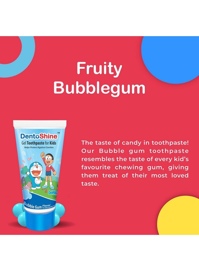 DentoShine Gel Toothpaste For Kids | Pack Of 3 Flavors (Strawberry Bubblegum & Raspberry 80G Each) - Image 3
