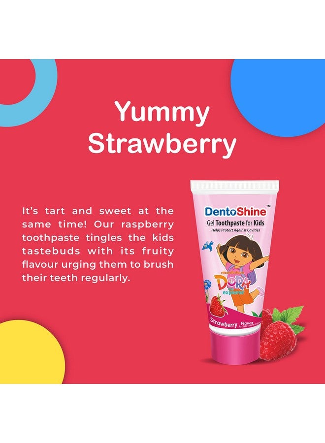 DentoShine Gel Toothpaste For Kids | Pack Of 3 Flavors (Strawberry Bubblegum & Raspberry 80G Each) - Image 2