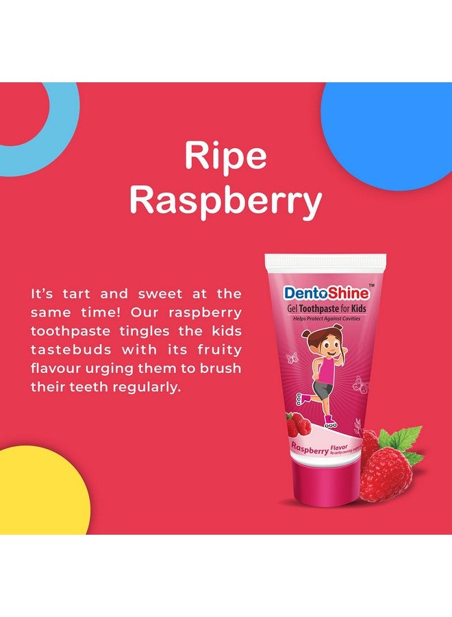 DentoShine Gel Toothpaste For Kids | Pack Of 3 Flavors (Strawberry Bubblegum & Raspberry 80G Each) - Image 4
