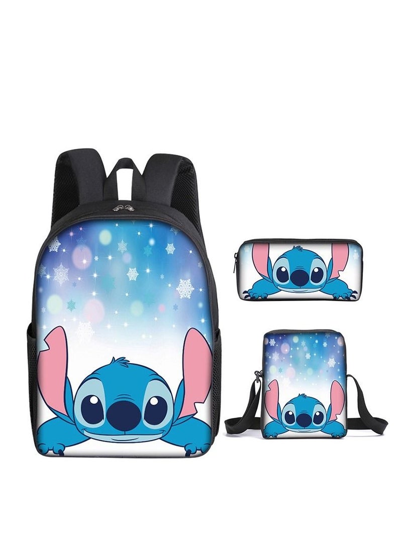 Y&D 3 Piece Stitch 3D Print Insulated Lunch Backpack Set Multicolour