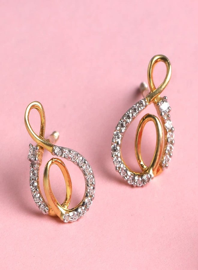 CLARA 925 Sterling Silver Flavia Earrings with Screw Back | Gold Rhodium Plated, Swiss Zirconia | Gift for Women & Girls - Image 2