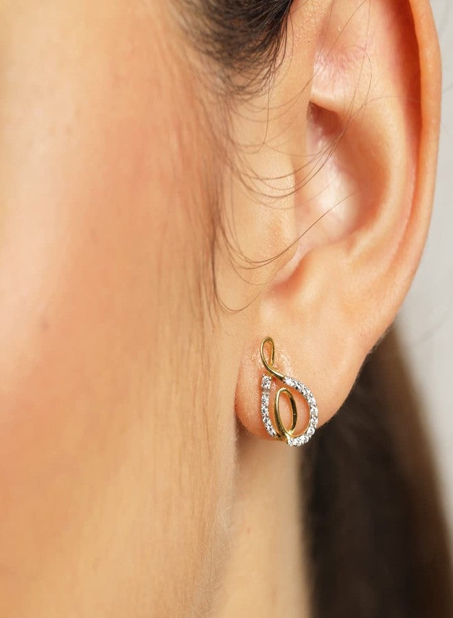 CLARA 925 Sterling Silver Flavia Earrings with Screw Back | Gold Rhodium Plated, Swiss Zirconia | Gift for Women & Girls - Image 5