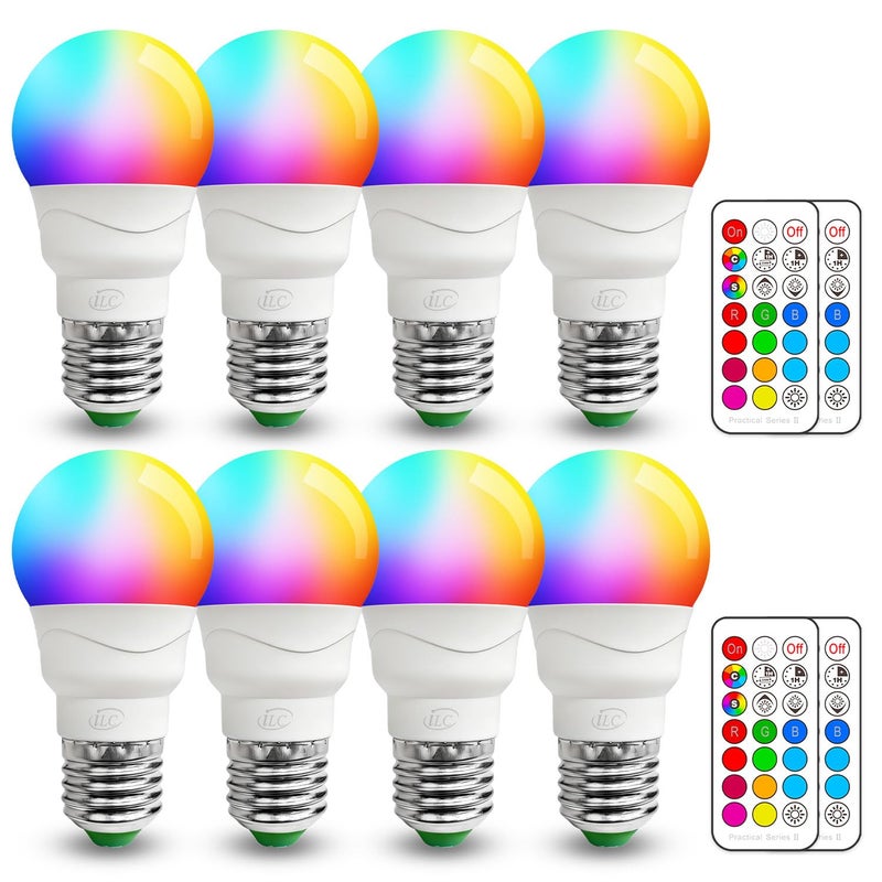 ILC RGB LED Light Bulb Color Changing Light Bulb 40W Equivalent 450LM 2700K Warm White 5W E26 Screw Base RGBW 12 Color Choices Timing Infrared Remote Control 8 Pack - Image 2