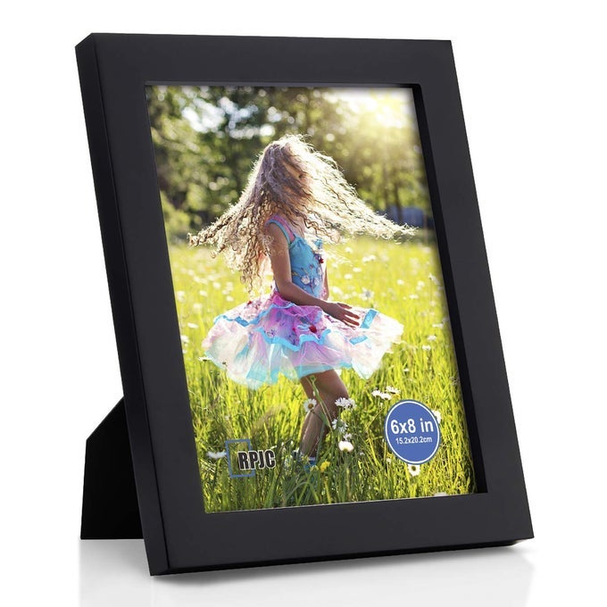 6X8 INCH PICTURE FRAME MADE OF SOLID WOOD AND HIGH DEFINITION GLASS DISPLAY PICTURES FOR TABLE TOP DISPLAY AND WALL MOUNTING PHOTO FRAME BLACK