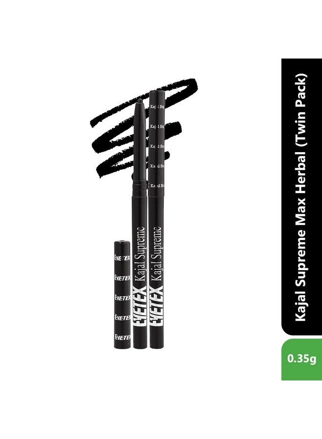 Eyetex Kajal Supreme Twin Max Herbal 0.35G Matte Black Waterresistant Up To 8Hrs Stay Irritationfree With Natural Extracts & Oils - Image 2