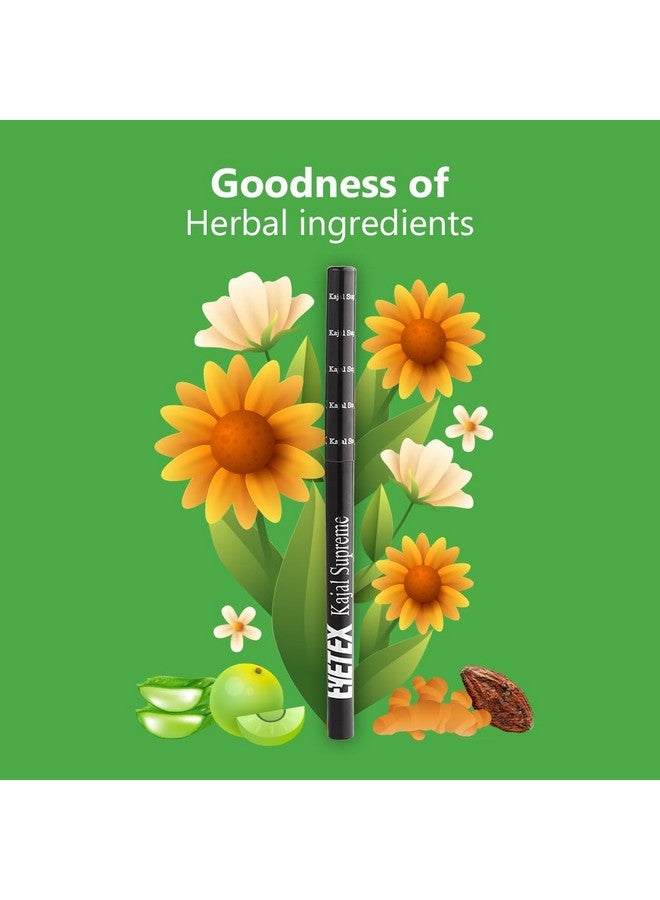 Eyetex Kajal Supreme Twin Max Herbal 0.35G Matte Black Waterresistant Up To 8Hrs Stay Irritationfree With Natural Extracts & Oils - Image 3