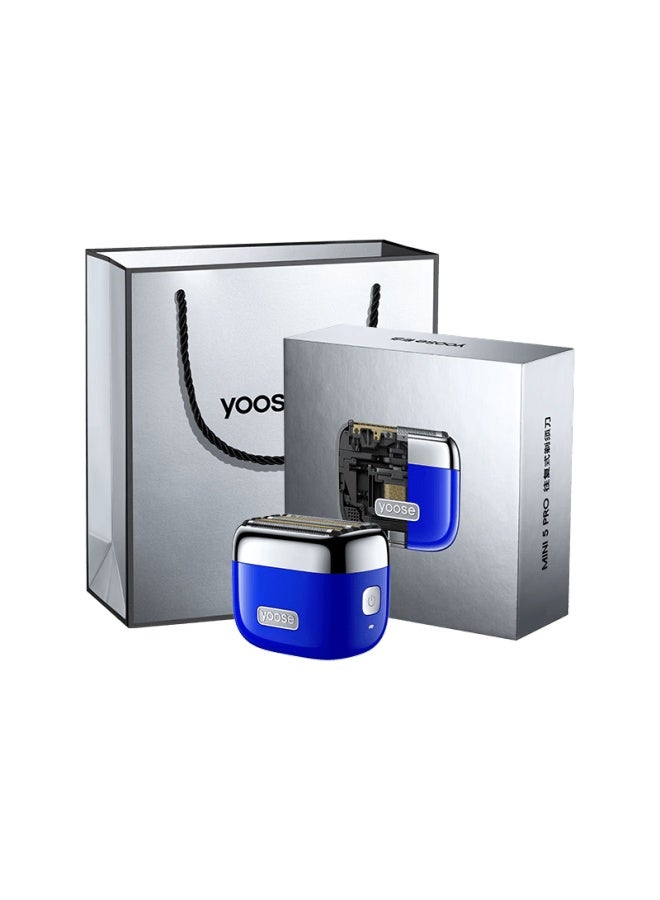 Yoose Mini 5 Pro Portable Alloy Electric Shaver 5-blade Reciprocating Razor For Men Valentine's Day Birthday Gift For Boyfriend Husband Beard Trimmer Klein Blue