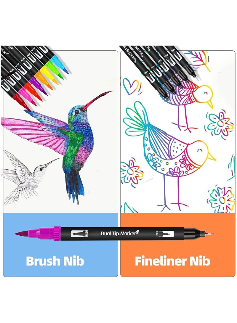 Dual Tip Brush Marker Pens, Art Pens and Supplies for Professionals and Adults, Fine Point Pen for Drawing and Sketching, Brush Tips for Painting and Calligraphy (12)  - Image 2