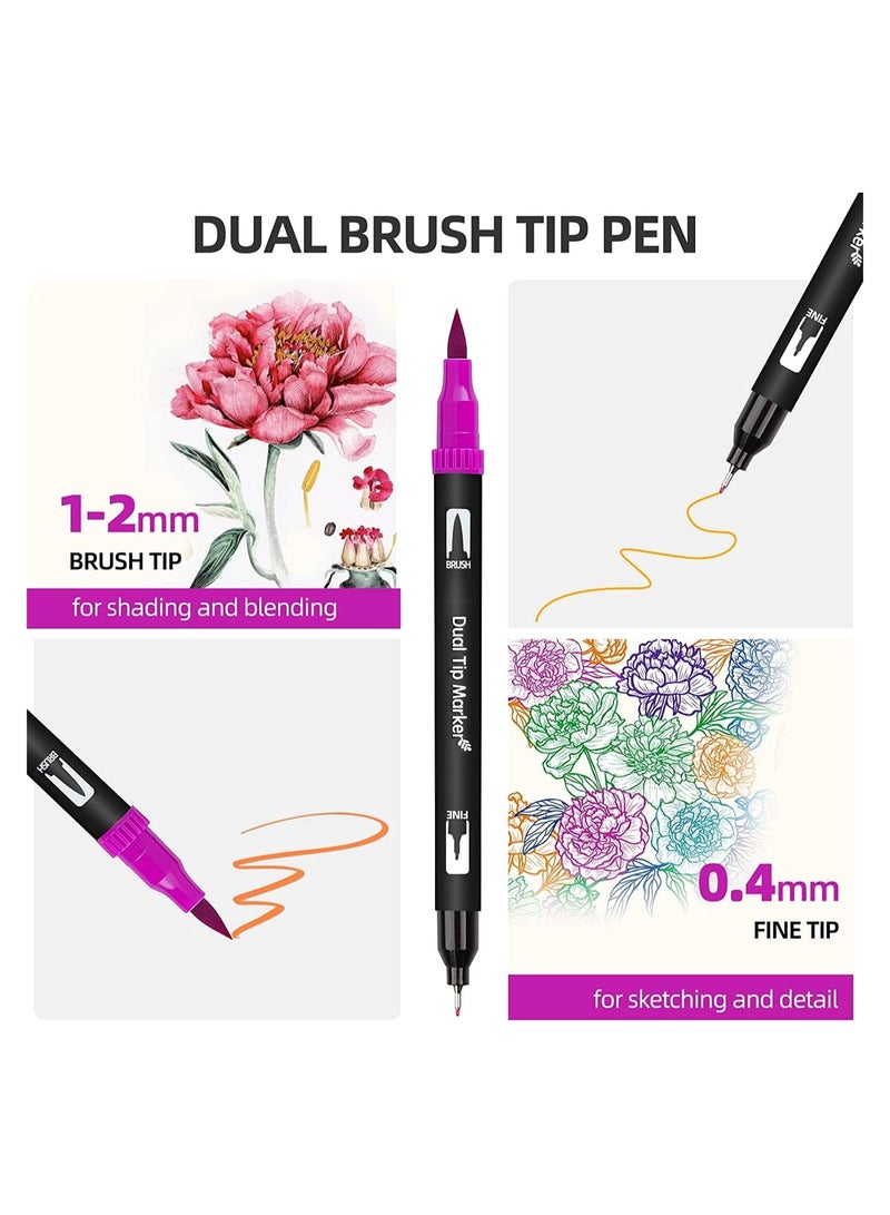 Dual Tip Brush Marker Pens, Art Pens and Supplies for Professionals and Adults, Fine Point Pen for Drawing and Sketching, Brush Tips for Painting and Calligraphy (12)  - Image 4