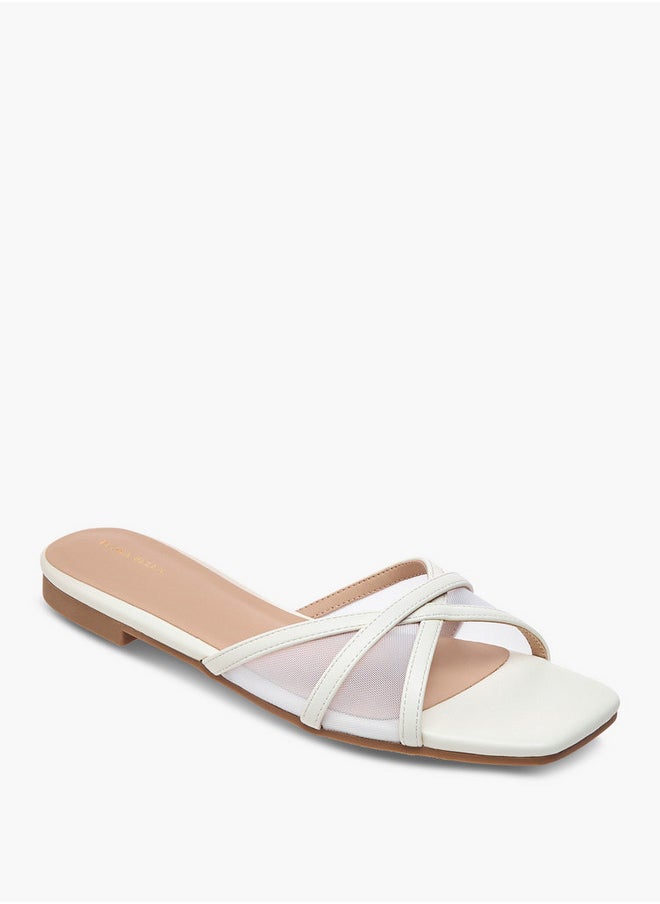Flora Bella By Shoexpress Mesh Detail Slip-On Cross Strap Sandals  - Image 2