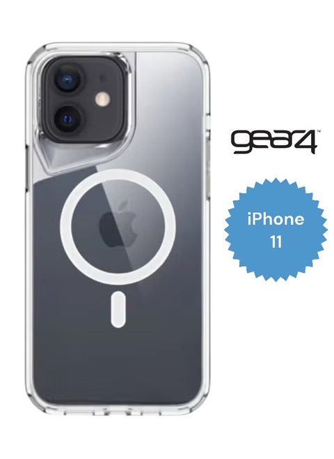 جراب موبايل ايفون 11 (iPhone 11) مضاد للصدمات, غطاء حماية مغناطيسي مضاد للخدش يدعم الشحن اللاسلكي ماج سيف MageSafe, مصنوع من البولي يورثين الحراري عالي الجودة - شفاف
