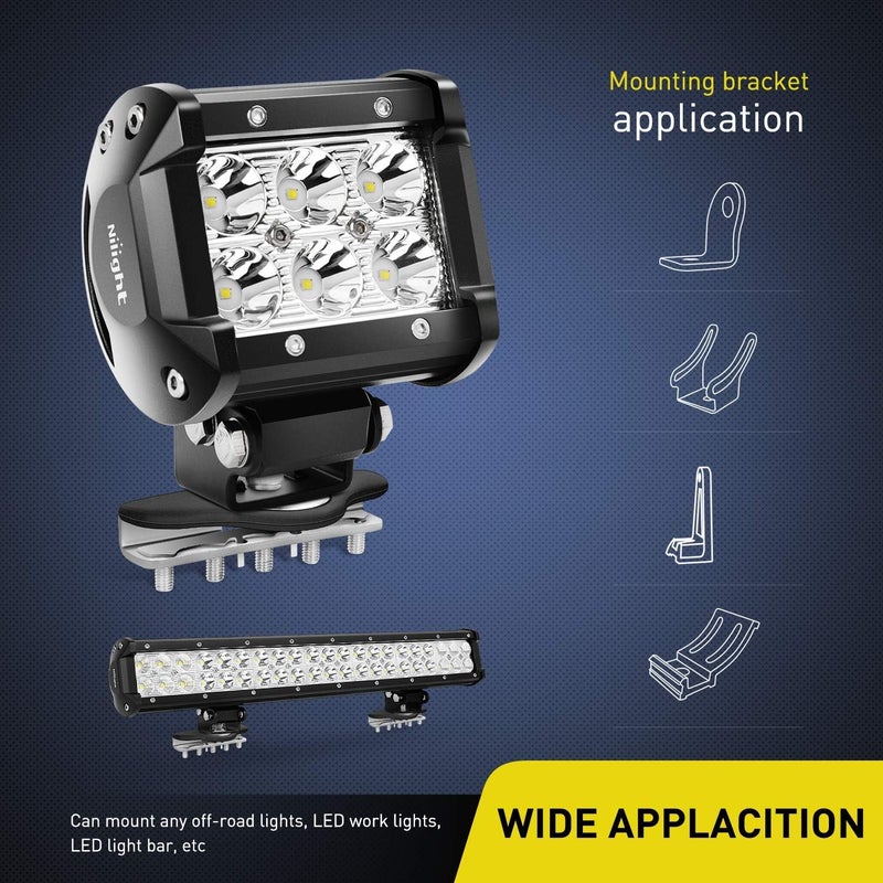 90025B Led Light Bar Mounting Brackets 2pcs Universal Hood Led Work Light led Pods Mount Bracket Clamp Holder for SUV Truck Off Road Installed No Need Drilling, 2 Years Warranty - Image 3