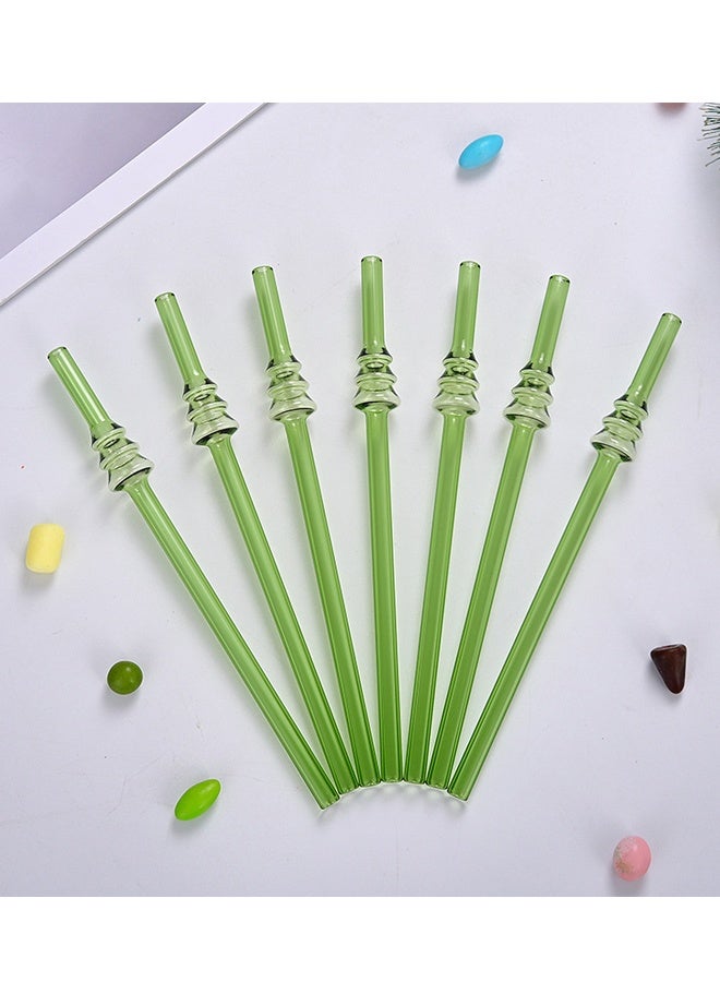 HOMESTAR 7 Pcs/Set Glass Straws, High Borosilicate Glass Straw Reusable Transparent Green Multi Colored Straws for Coffee, Milk and Tea Straws 20cm - Image 3