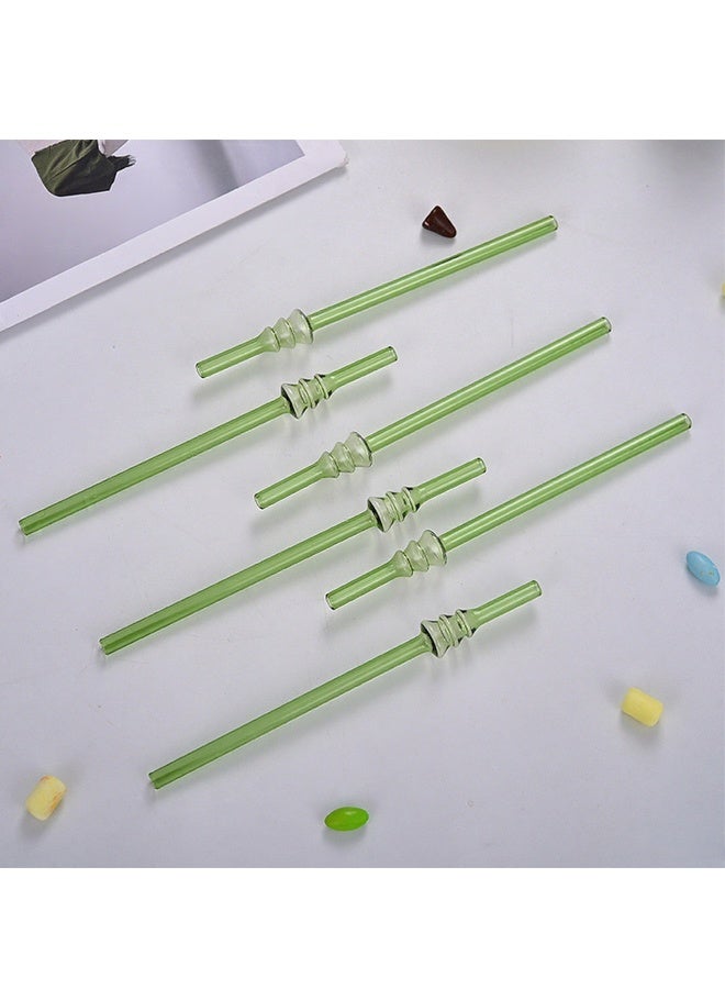 HOMESTAR 7 Pcs/Set Glass Straws, High Borosilicate Glass Straw Reusable Transparent Green Multi Colored Straws for Coffee, Milk and Tea Straws 20cm - Image 5