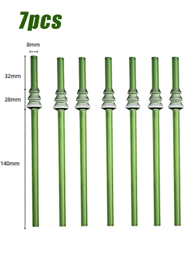 HOMESTAR 7 Pcs/Set Glass Straws, High Borosilicate Glass Straw Reusable Transparent Green Multi Colored Straws for Coffee, Milk and Tea Straws 20cm - Image 2