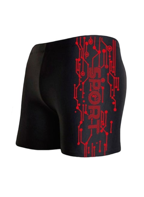 Mens Breathable Swim Trunks Large Size Red 601 printing
