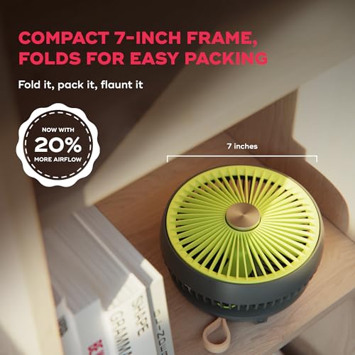 NUUK Folde V2 Personal Rechargeable Fan For Travel|Folds 180° & Fits In Any Bag|Cordless,7-Inch|16 Hr Run Time,4 Wind Speeds|Super Silent BLDC Motor|For Hiking,Picnics,Beach,Camping - Image 3