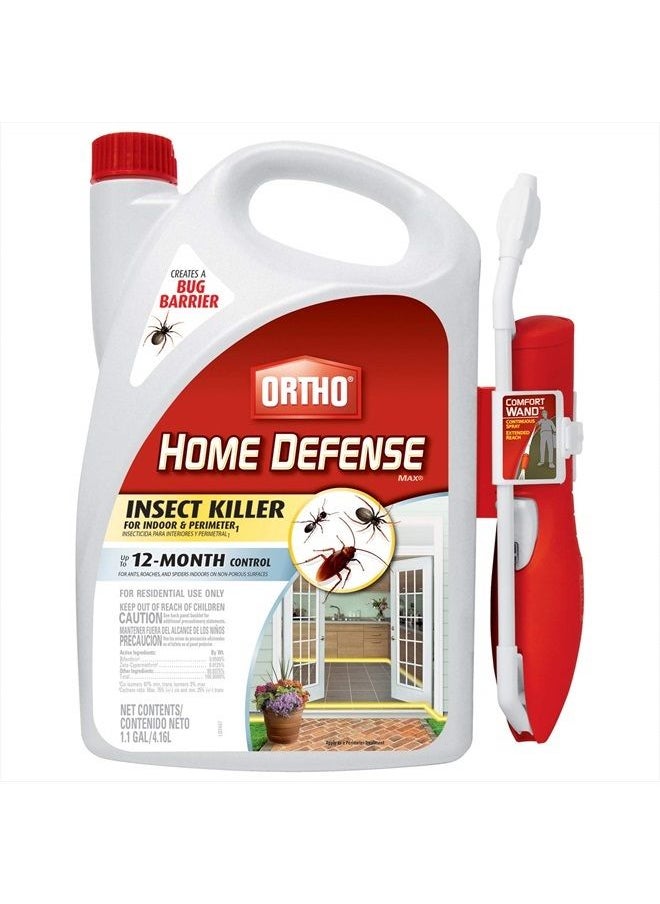Ortho Home Defense MAX Insect Killer for Indoor & Perimeter1 with Comfort Wand - Kills Ants, Cockroaches, Spiders, Fleas, Ticks & Other Listed Bugs, Creates a Bug Barrier, 1.1 gal. 