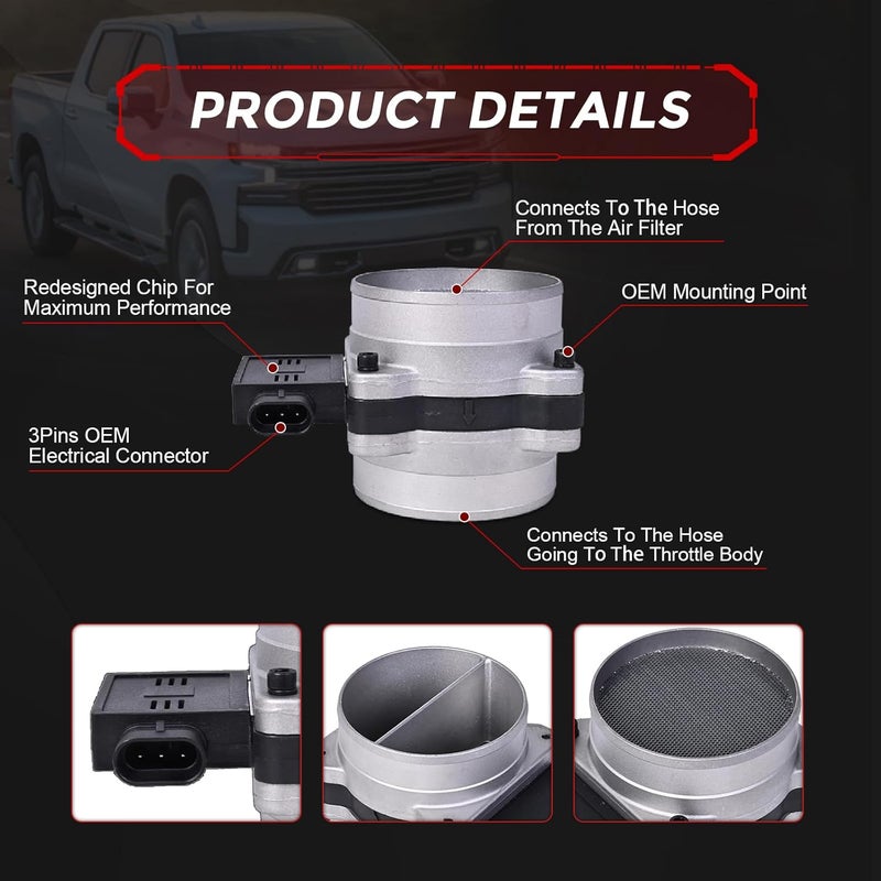 RLP Mass Air Flow Sensor MAF Replacement for 2133458 25008302 AF10045 - Image 3