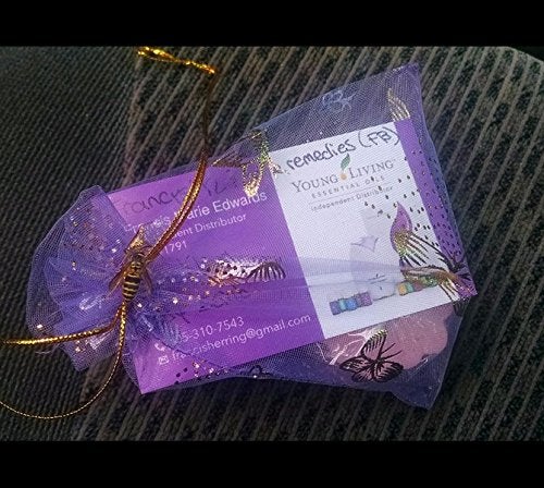 Ankirol 100pcs Mini Sheer Organza Wedding Favor Bags 3.5x4.5'' Luxury Jewelry Candy Gift Card Bags With Gold Line Drawstring Pouches Butterflies (light purple) - Image 3