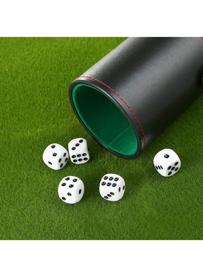 GWHOLE Leather Dice Cup Set with Storage Compartment Felt Lining Shaker with 5 Dot Dices for Farkle Yahtzee Games Playing Birthday Gift, Green - Image 5