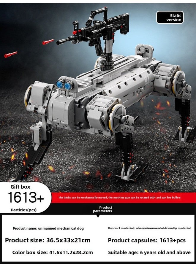 Building Blocks - New mechanical unmanned dog [1613 pieces] static version gift box SF Express. Building Blocks - Attack helicopters, military vehicles, military models, compatible with mainstream brands, children's collection, boy's gift. - Image 1