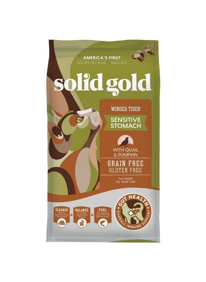 solid gold - Sensitive Stomach Dry Cat Food  Made With Real Quail & Pumpkin  Winged Tiger Grain Free Cat Food Sensitive Stomach For Adult & Senior Cats  Supports Immune & Digestive Health  6Lb - Image 1