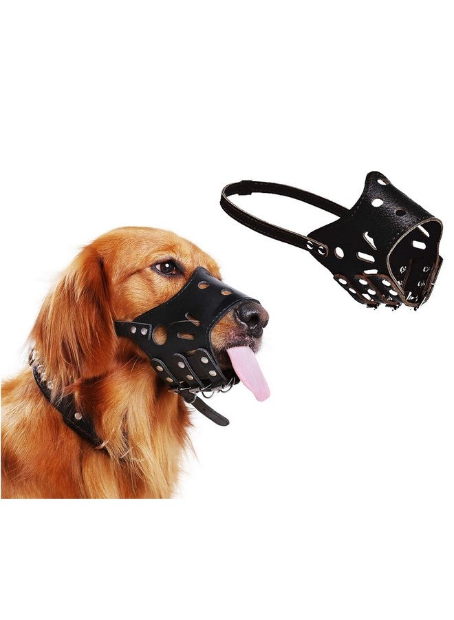 غطاء جلدي لفم الكلب مع مشبك حزام قابل للتعديل، مثالي للعناية بالحيوانات الأليفة الصغيرة والجراء وتدريبها ومضغها (أسود، صغير)