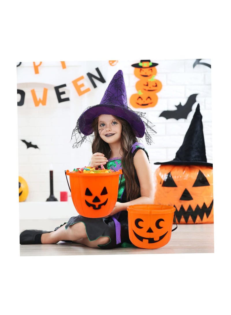 GGOOT 2 Pcs Halloween Pumpkin Bucket Portable Lantern Children Gifts Candy Pumpkins Pumpkin Bucket Party Favor Pumpkin Candy Bags Handles Halloween Candy Bucket Gift Container Barrel - Image 2