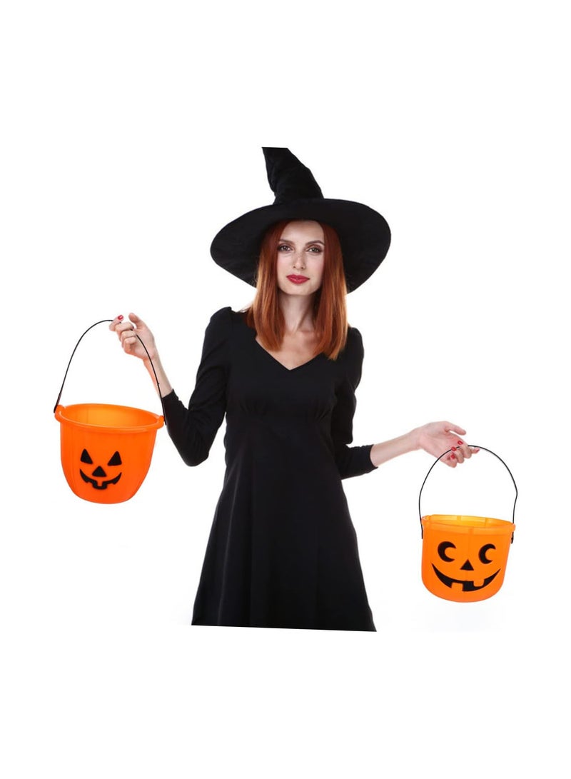 GGOOT 2 Pcs Halloween Pumpkin Bucket Portable Lantern Children Gifts Candy Pumpkins Pumpkin Bucket Party Favor Pumpkin Candy Bags Handles Halloween Candy Bucket Gift Container Barrel - Image 1
